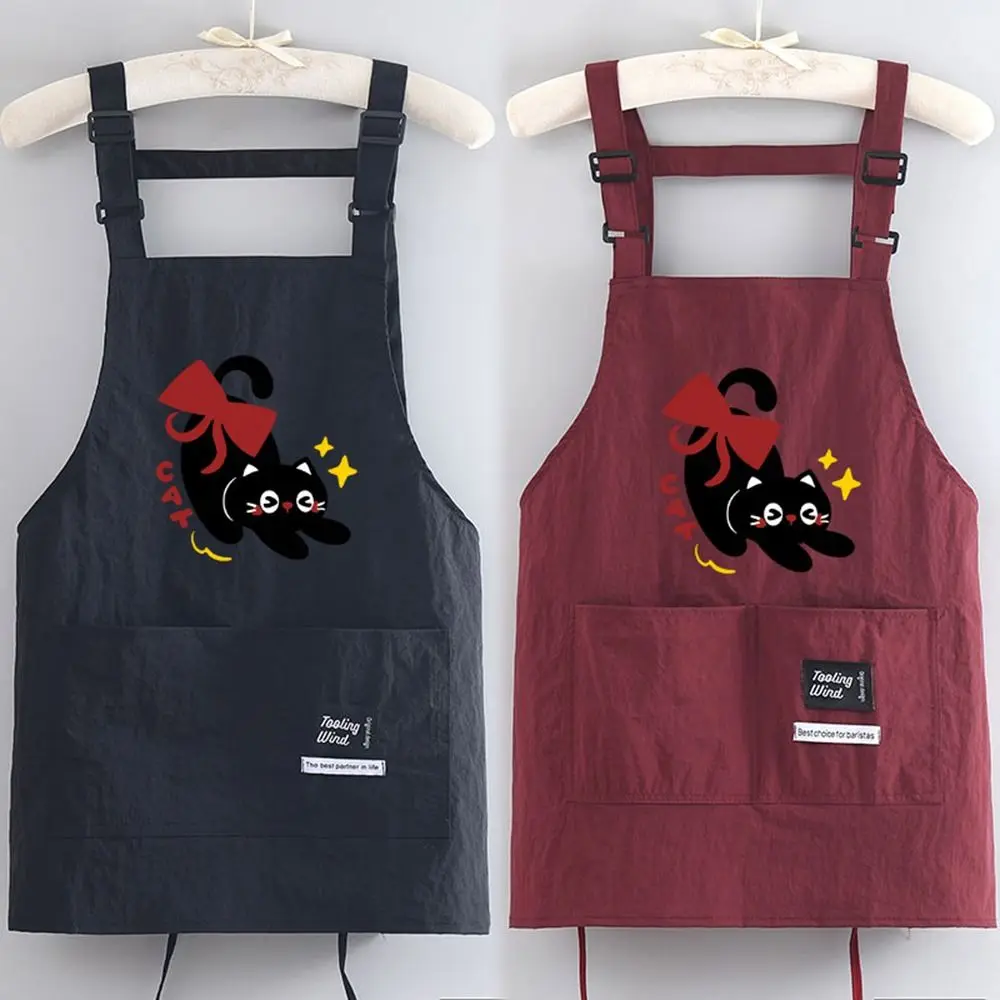 Portable Cartoon Kitchen Apron Adjustable Waterproof Chef Apron Sleeveless Oil-proof Cooking Smock for Home Kitchen