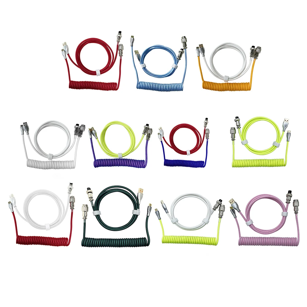 기계식 키보드 코일 케이블 와이어 유형 C 사용자 정의 Usb 포트 케이블 게임 키보드 액세서리 용 Aviator 코일 링 케이블