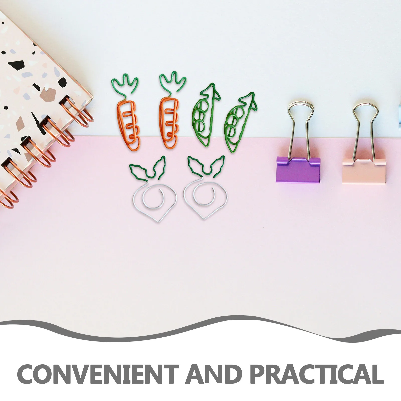 9 graffette per cartoni animati graffette in metallo a forma di carota carine per forniture per l'organizzazione di file di documenti per ufficio, scuola, casa