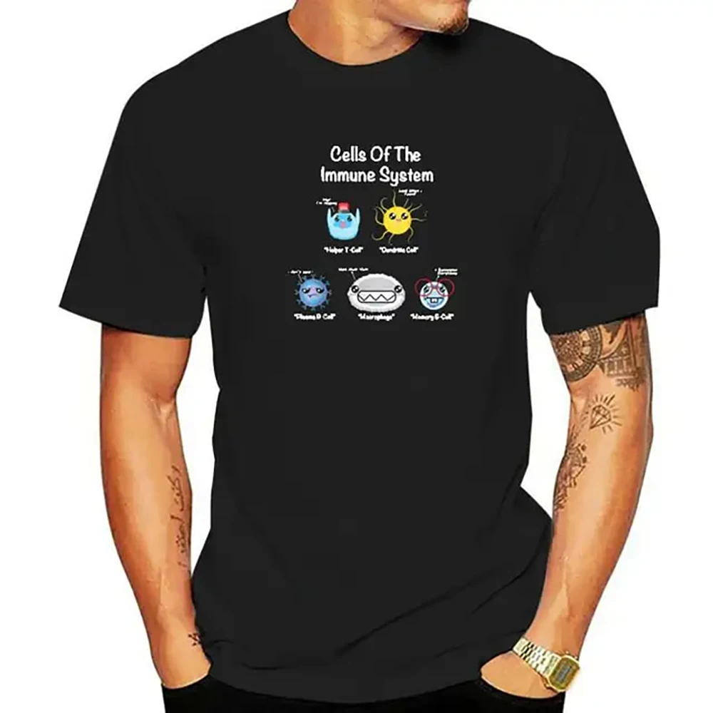 

CX Funny Print T-Shirt For Men Immune System Cells Design Shirt Cellular Science Personalized Products Men's Clothing