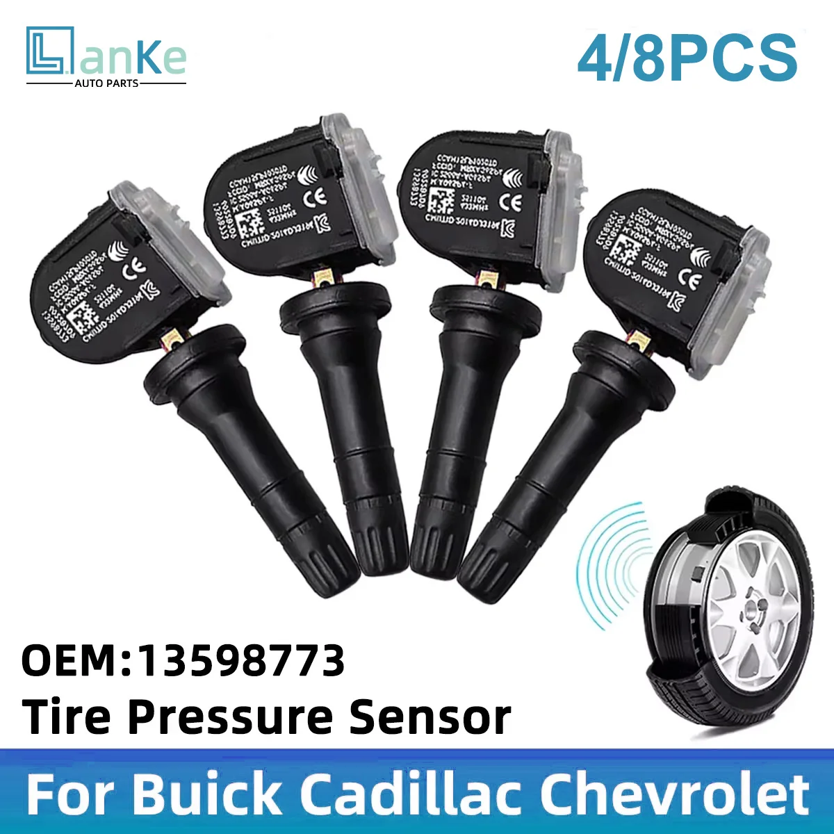 Lanke OE13598773 Tire Pressure Sensor TPMS Valve Stem Sensor Replacement For Buick Cadillac Chevrolet GMC Vehicle Accessories