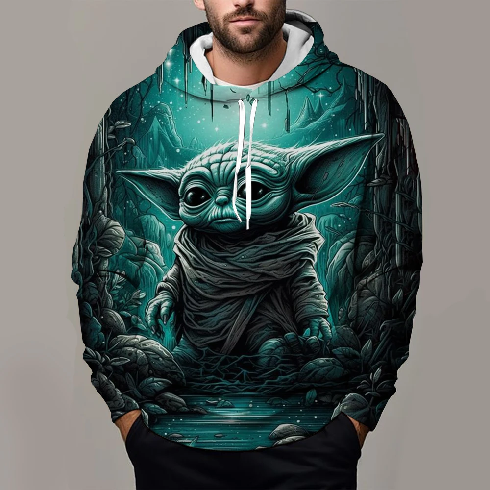 New Men's Hoodie 3D Printed with Yoda Baby Pattern for Autumn and Winter, Fashionable Street Hip-hop Casual Men's Hoodie