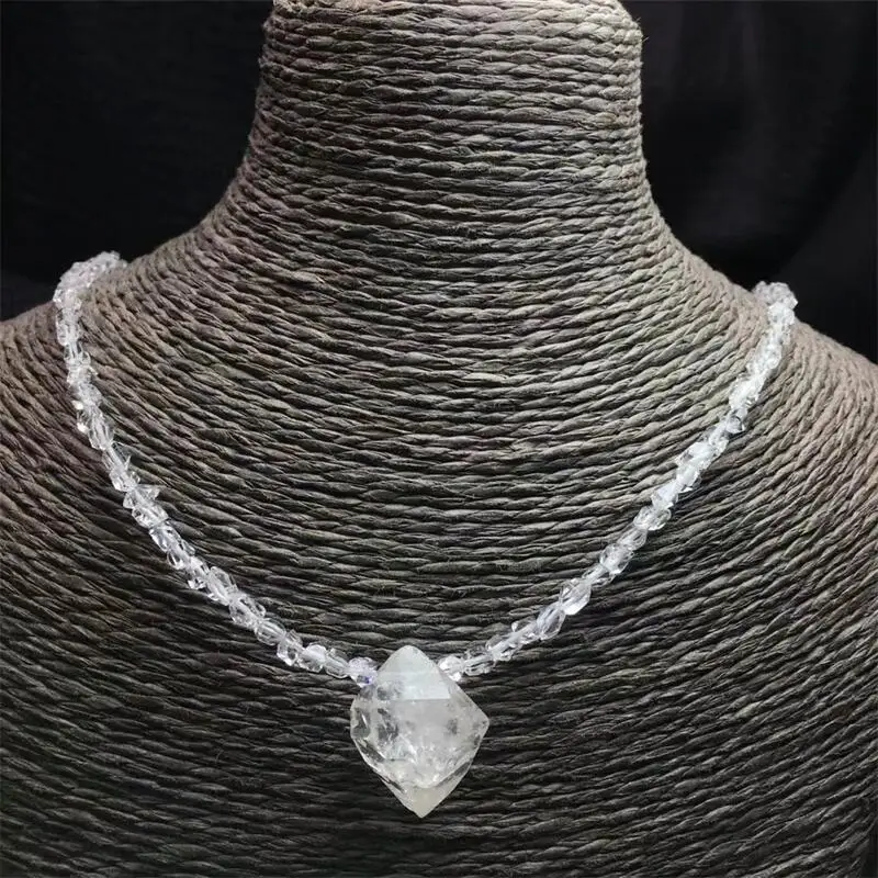 Natural Herkimer Diamond Raw Necklace Pendant Healing Reiki High Quality Crystal Accessories Holiday Gift 1PCS