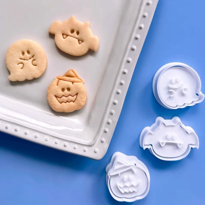 Cartoon Halloween Biscuit Mould Bat Pumpkin Ghost Cookie Cutting Mold Fondant Cookie Cutter Baking Tool Halloween Decoration