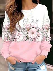 Blumen Hoodie O-Ausschnitt y2k Hoodie Frauen Mode Hoodies Mädchen Mäntel Frauen schwitzt Blumen Kleidung Geschenke Mäntel Rundhals Pullover