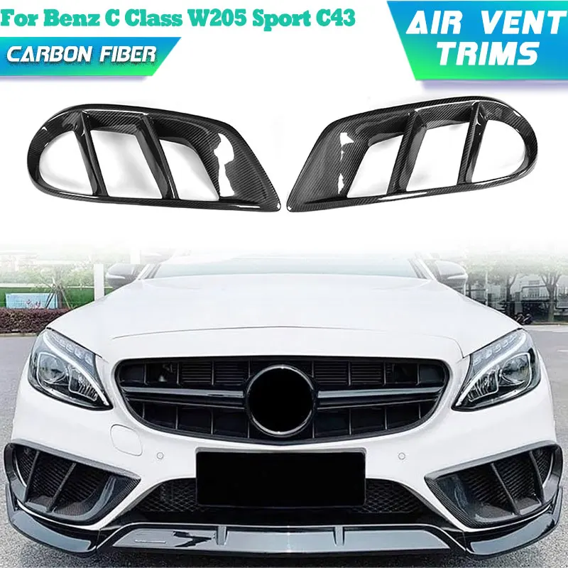 

Carbon Fiber Car Front Bumper Air Vent Cover Trim for Mercedes Benz C Class W205 Sport C43 AMG 2015-2018 Fog Grill Frame FRP
