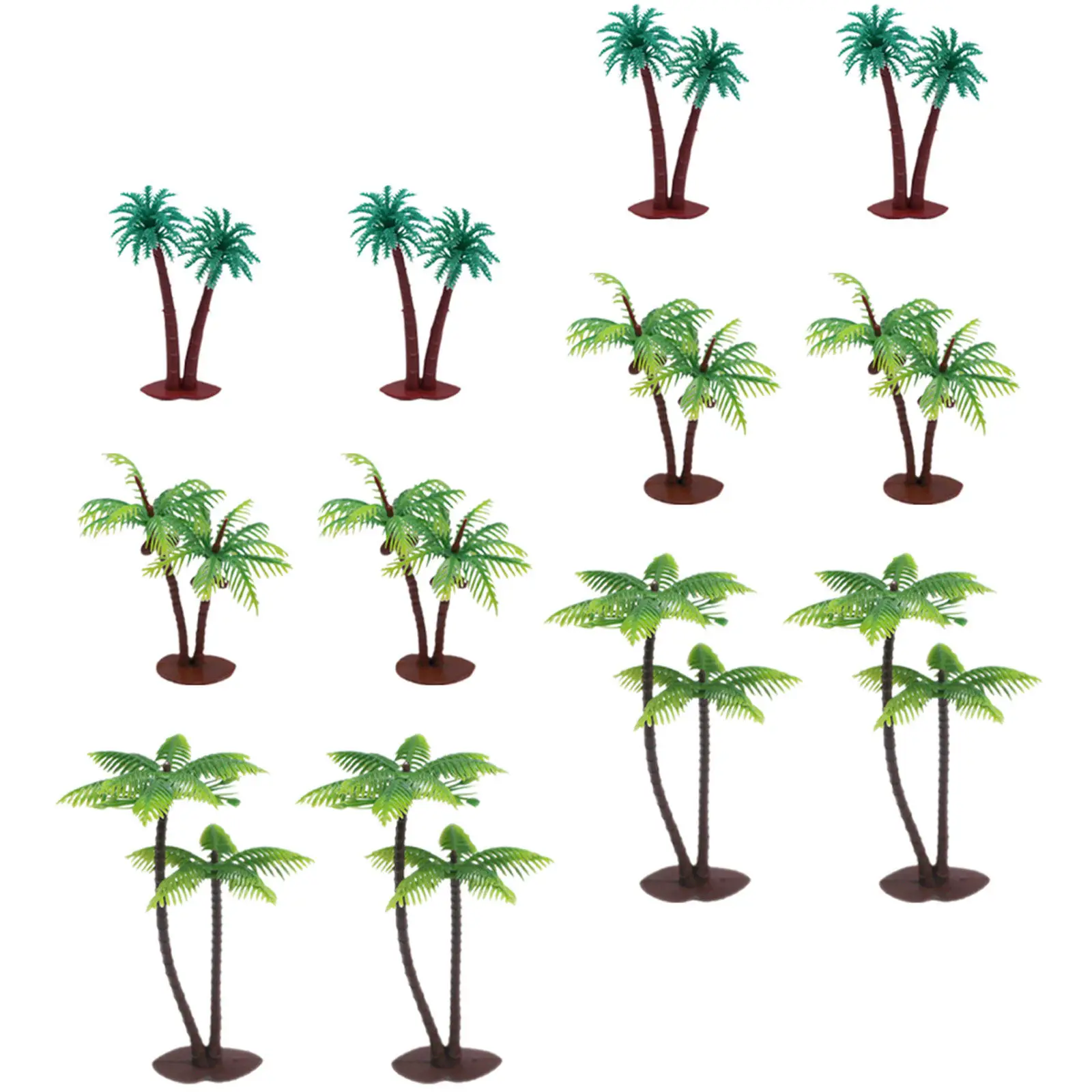 12Pcs Coconut Tree Simulation Miniature Palm Trees Realistic Plastic Artificial Plants for Landscape Diorama Indoor Outdoor