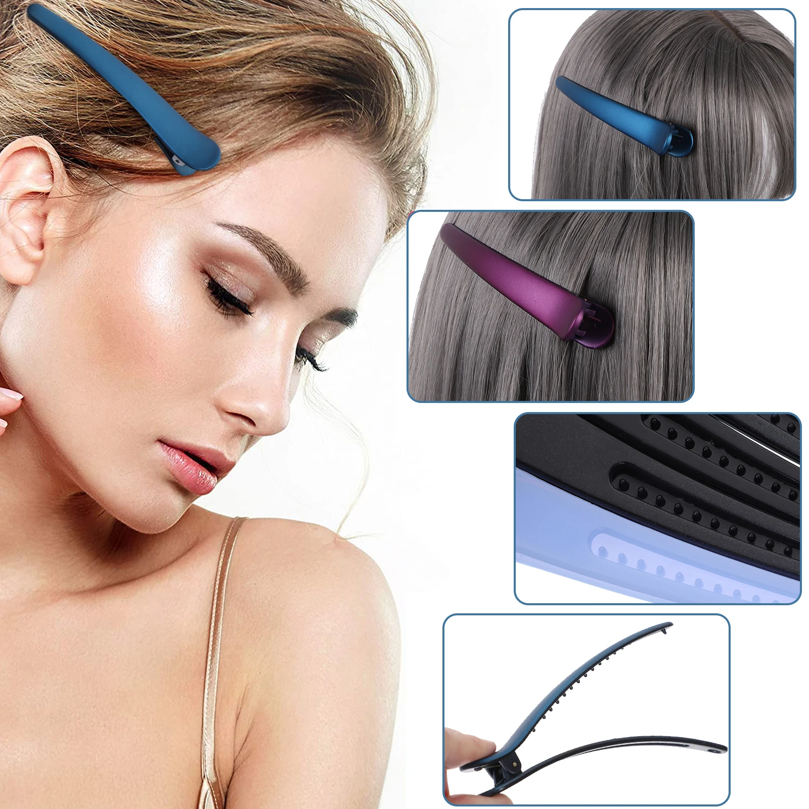 

4Pcs Plastic Frosted Glossy Duckbill Hair Clips Durable Solid Simple Design Suitable for Party Christmas Hair Accessories