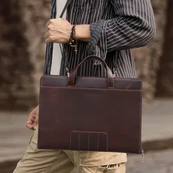 Leather Men's Messenger Leather Briefcase Suitable 15.3-inch Laptop мужская сумка для ноутбука сумки портфель мужские портфели