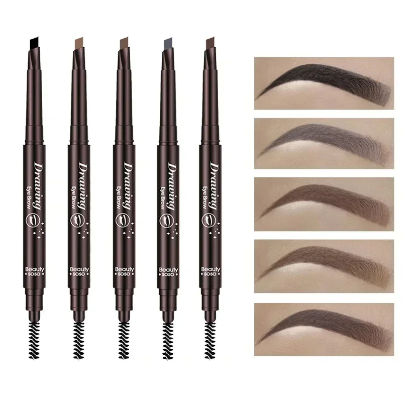 Double Ended ดินสอเขียนคิ้วกันน้ํา Long Lasting Eyebrow Enhancers แต่งหน้าเครื่องสําอางค์เครื่องมือแปรง Brow Extension ดินสอ