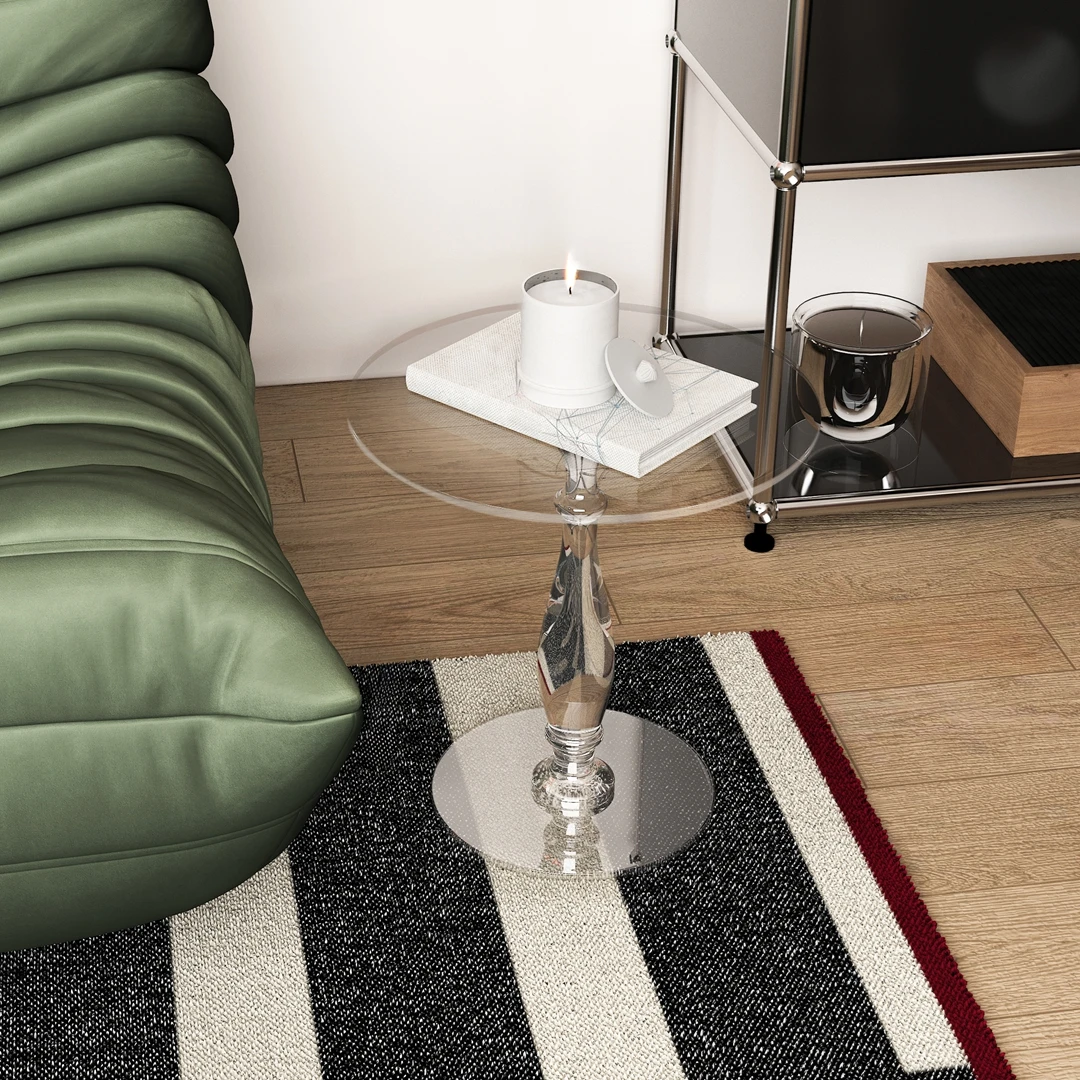 Factory Direct 2026 Living Room Bedroom Furniture | Clear Round Acrylic Small Table | 17.7