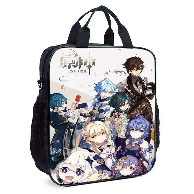 Genshin Impact Hu Tao Zhongli For Primary And Secondary School Students, Unisex Handbag, Children's Tutoring Crossbody Bag, Ani