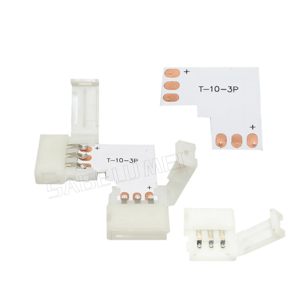 

L Shape LED Connector Solderless For 8mm/10mm/12mm 5050/Ws2811/Ws2812b RGB/ RGBW/ WW SMD Strip 10set 2pin/3pin/4pin/5pin