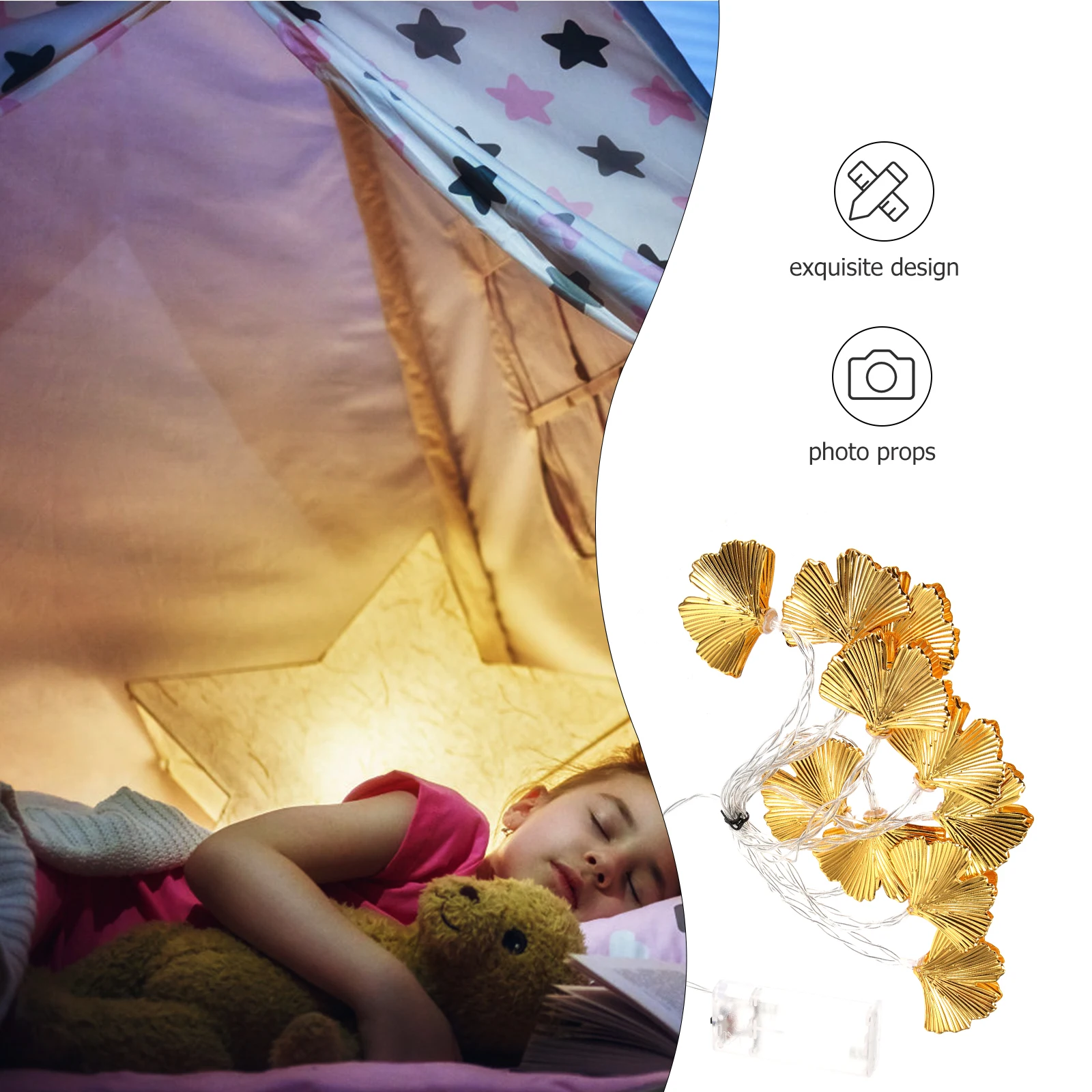 

Golden Leaf Light String Pendant Garland Decorations for Household Garden Party Layout Unique Leaf Design Warm Lighting Holiday