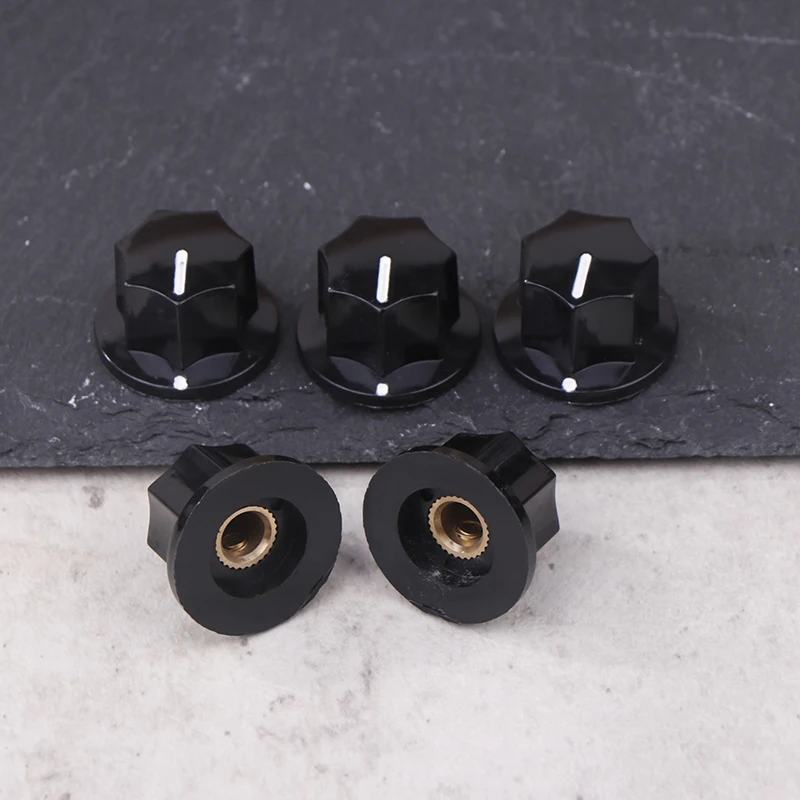 5PCS Black Bakelite Knob MF-B01 MF-B02 MF-B03 Hexagonal Potentiometer Band Switch Cap Inner Hole 6MM Potentiometer Knobs