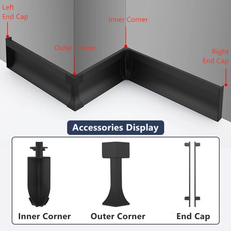 65mm Connector LED Skirting Linear Lamp Aluminum Profile Accessories Baseboard Plastic Internal Angle External Corner