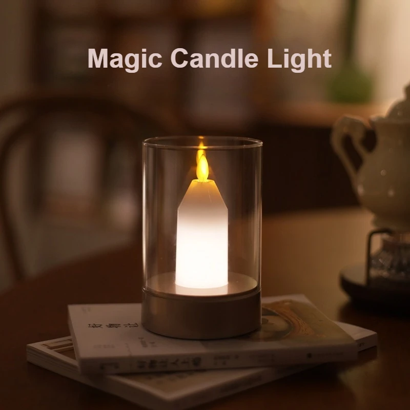 

Magic Candle Night Light Smart Human Motion Sensor Control USB Rechargeable Ambient Light Cafe, Bedroom Birthday Wedding Decor