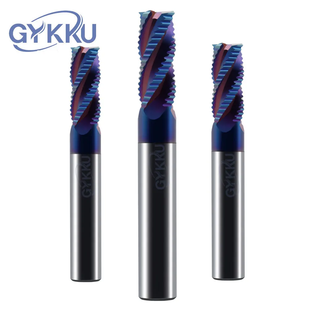 GYKKU HRC65 Roughing End Mill Carbide Tungsten Milling Cutter 4 Flute Spiral Router Bits For Stainless Steel CNC Machine Tools