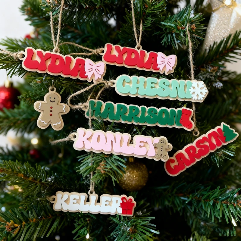 

Christmas Custom Acrylic Name Text Pendant Tag Lanyard Keychain Personalized Cute Bag Charm Tree Socks Decoration Key Ring Gift
