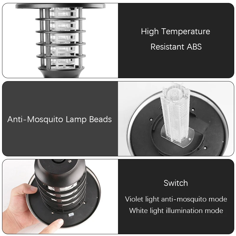 8LED Solar Lights Outdoor,Insect Killer Mosquito Lamp,3 IN 1 Security and Waterproof Lighting for Yard,Patio,Garden,Landscape