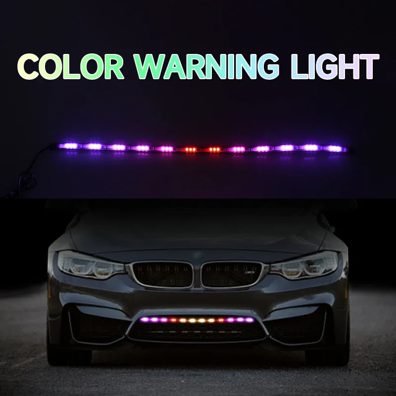 12/24V Universal Flexible 7 Colors LED Flowing DRL Multimodal Light Strips Car Trucks Motor Grill  Flowing Warning Signal Lamp