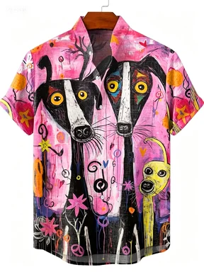 2026 Party Short Sleeve Shirt Road Animal Pattern Printed Short Sleeve Button Shirt Summer Fashion Casual Style image 2