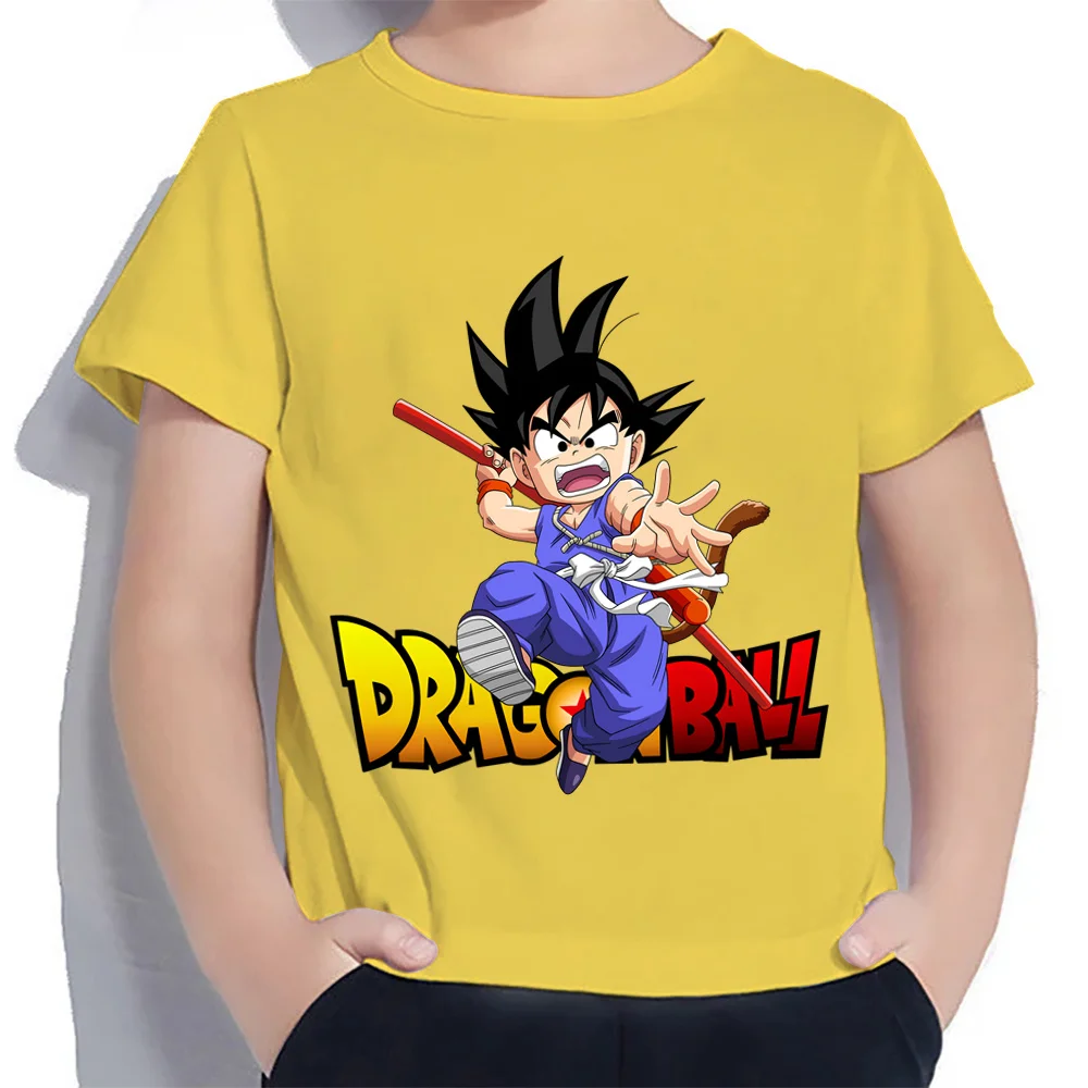 Kaus anak-anak 2024 baju anak-anak Dragon Ball Goku Vegeta baju anak laki-laki Fashion kaus untuk anak laki-laki atasan tren Anime High Street