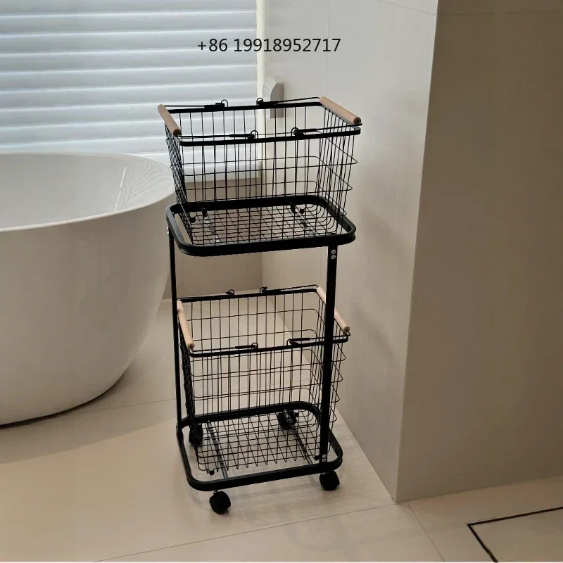 ‌Multi-Layer Rolling Laundry Hamper Cart: Ventilated Anti-Mold Clothes Storage Organizer with Wheels for Bathroom‌ JJ747