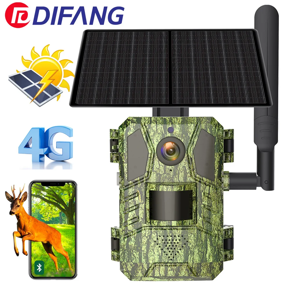 

Solar Hunting Trail Camera Outdoors Waterproof IP66 4G SIM Card 20M PIR Motion Detection Wildlife Camera IR Night Vision IP CCTV