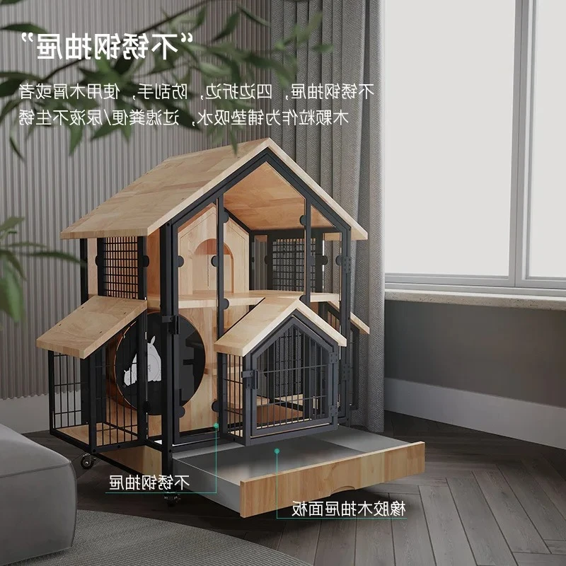 

Solid Wood Cabinet Cage Treadmill for Chinchillas – Silent, Anti - Gnawing, Villa Pet Supplies