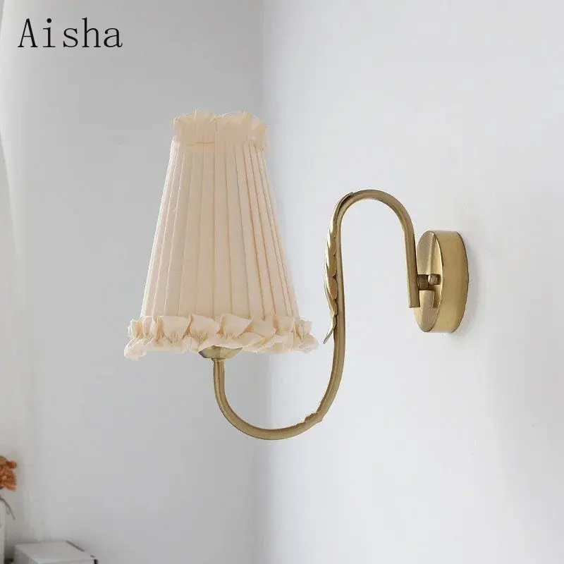 Retro Wheat Ear Tassel Wall Lamp French Bedroom Bedside Wall Sconces for Home Living Room Cloakroom Decorative Wall Lamp