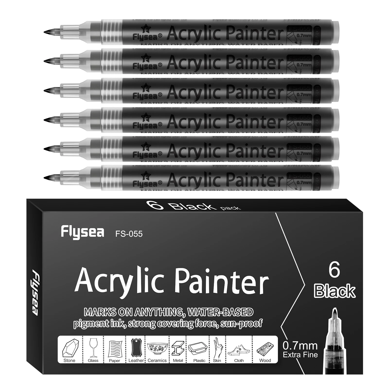 Acryl-Farbmarker-Set 6/12/28 Farben 0,7mm/3,0mm Acryl-Kunstmarker für Stein Glas Leinwand Metall Keramik Tasse Holz Kunststoff – Detail 16