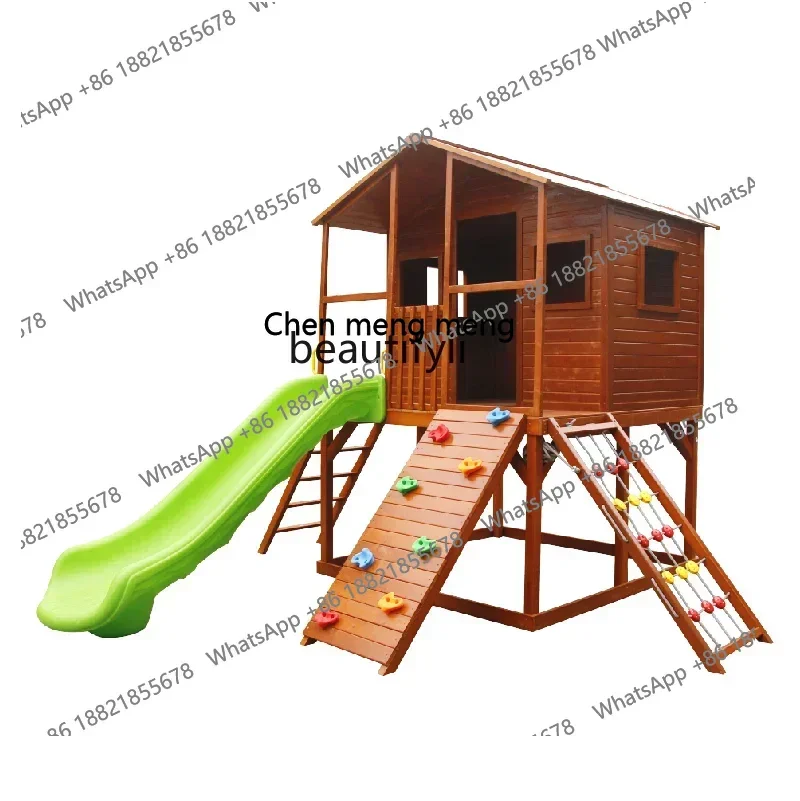 D178  Outdoor Cabin Assembly Preservative Wood Children's Tree House Games Kindergarten Slide Rock Climbing Movable
