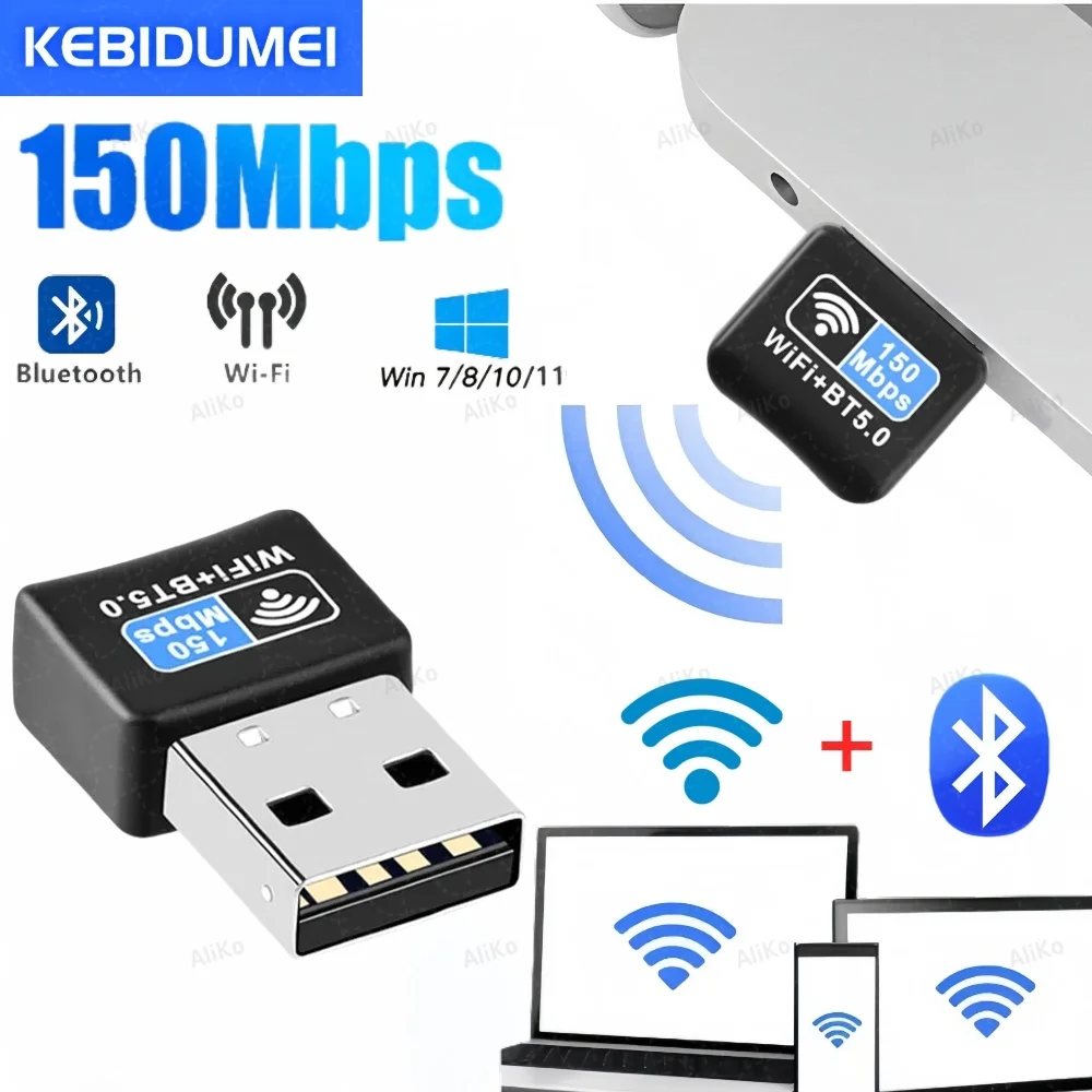 150M 5G 2.4G Ethernet Network Card WiFi Dongle USB Bluetooth Wifi Adapter 2in1 Dual Band Receiver PC Desktop Laptop Accessories
