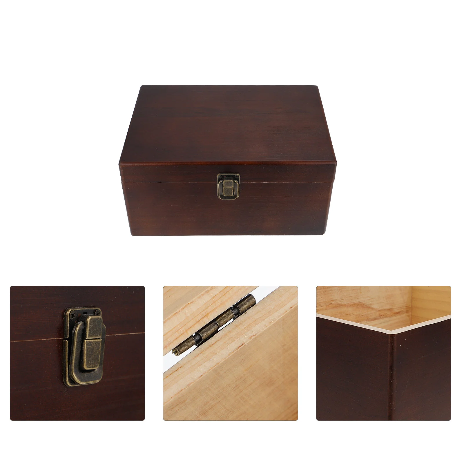 

Wooden Storage Box Small Item Jewelry Holder Sundry Organizer Desktop Vintage Container Office Decor Sturdy