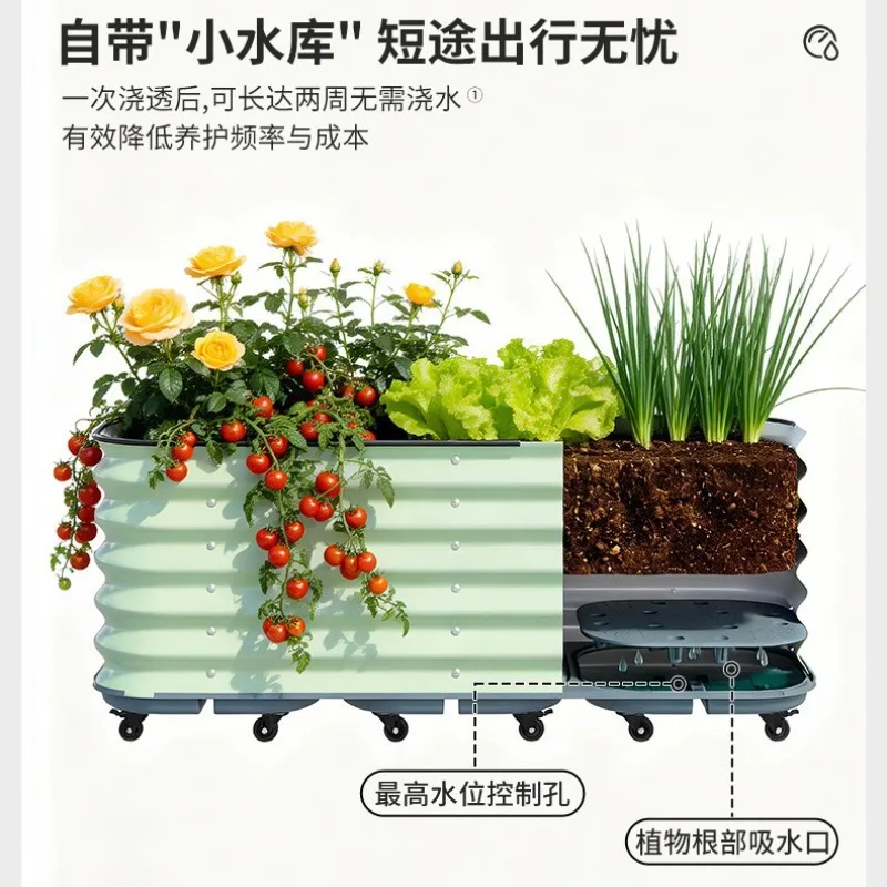 Mobile metal planting box, special wrought iron flower box for outdoor garden, balcony green flower fence