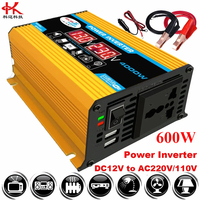 KMIND Car Power Inverter 12v to 220v 110v Rated 300w Peak 600w Protection 4000W Converter Sine Wave Voltage Display USB Charge