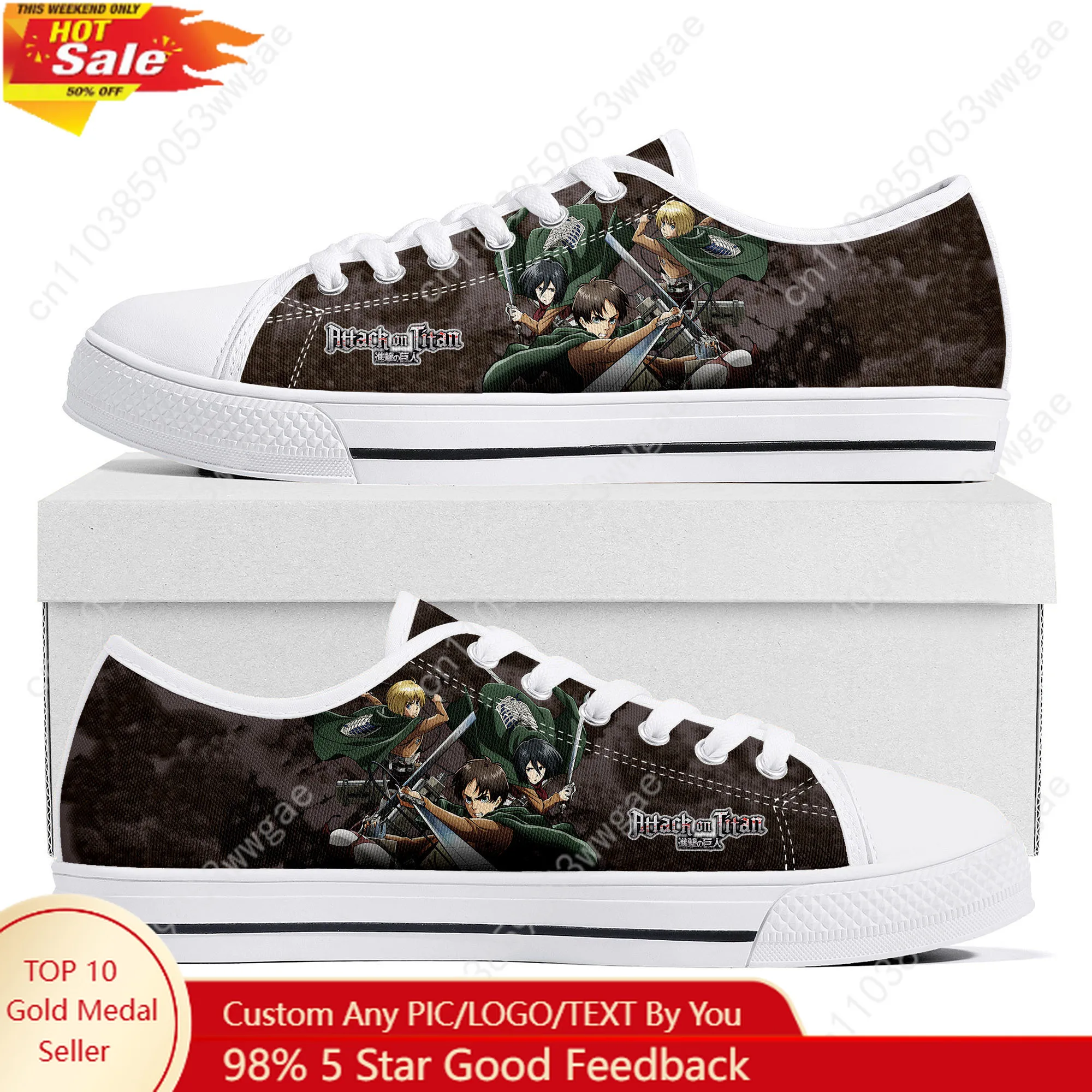 

Attack On Titan Low Top Sneakers Man Women Canvas Sneaker High Quality Confortable Casual Couple Shoes Cartoon Tailor-made Shoes