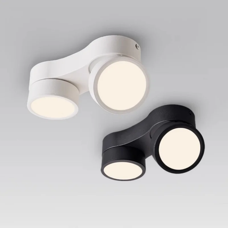 Ultra-thin Led Ceiling Perforation-free Adjustable Angle No Main Light Living Room Ceiling Double Head Spotlights
