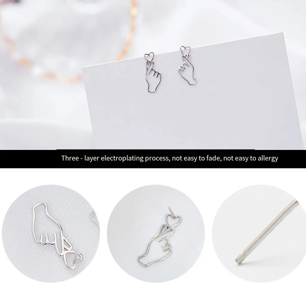 1 Pair Women Earring Plated Replacement Heart Gesture Ladies Eardrop