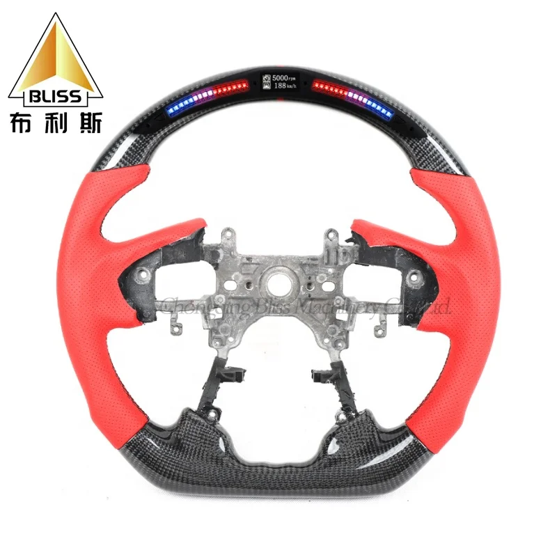 

Car Custom Modified Racing Controller Locks LED Spinner Knob Carbon Fiber Knob Cover Leather Steering Wheel