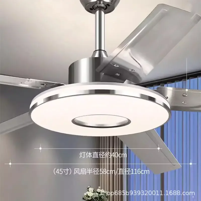 54 Inch Invisible Ceiling Fan Light LED Chandelier With Remote Control Frequency Conversion Voice Control 5 Blades For Living