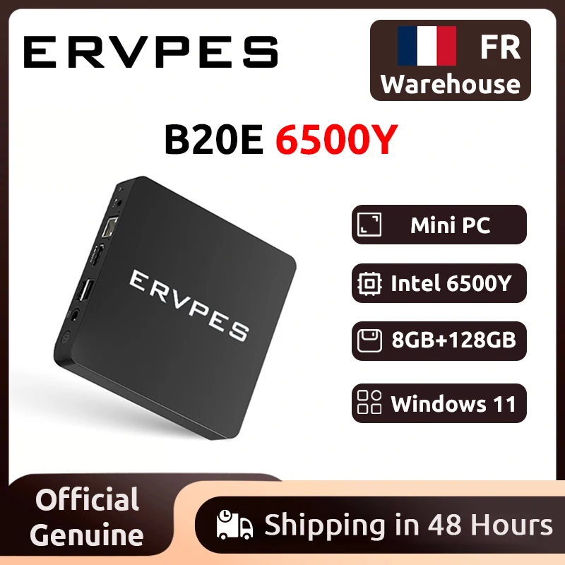 Mini PC ERVPES B20E con Windows 11 Pro, 8GB de RAM, 128GB SSD, Intel 6500Y, Microcomputadora de Escritorio, Wifi de Doble Banda