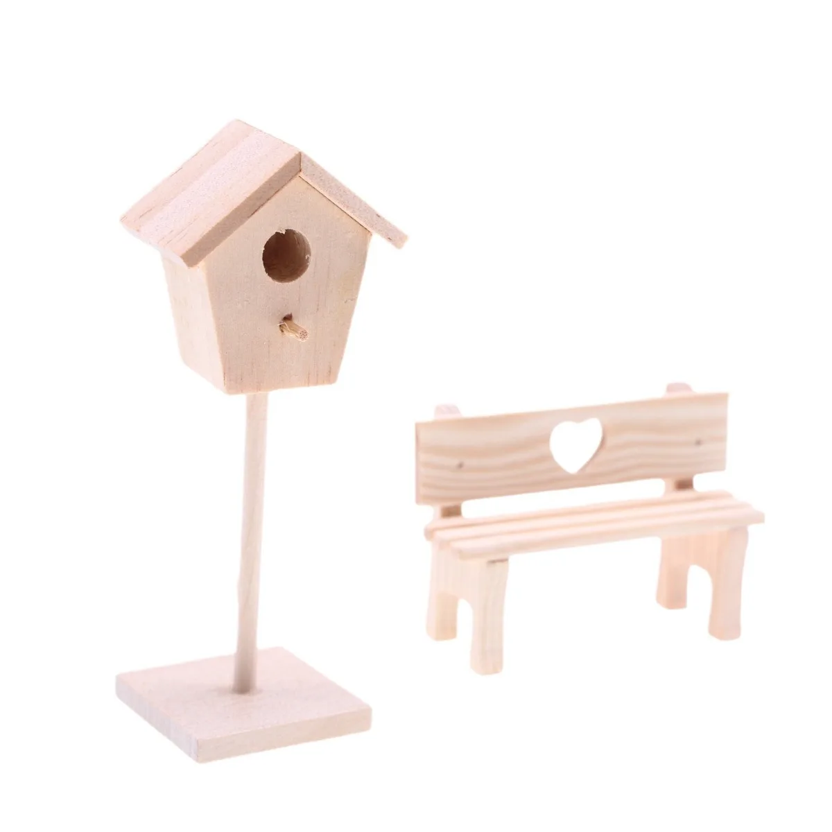 Doll House Mini Wooden Graffiti Bird Cage BJD Miniature Outdoor Garden Bird Nest, Small Cloth Garden Decoration Ornament