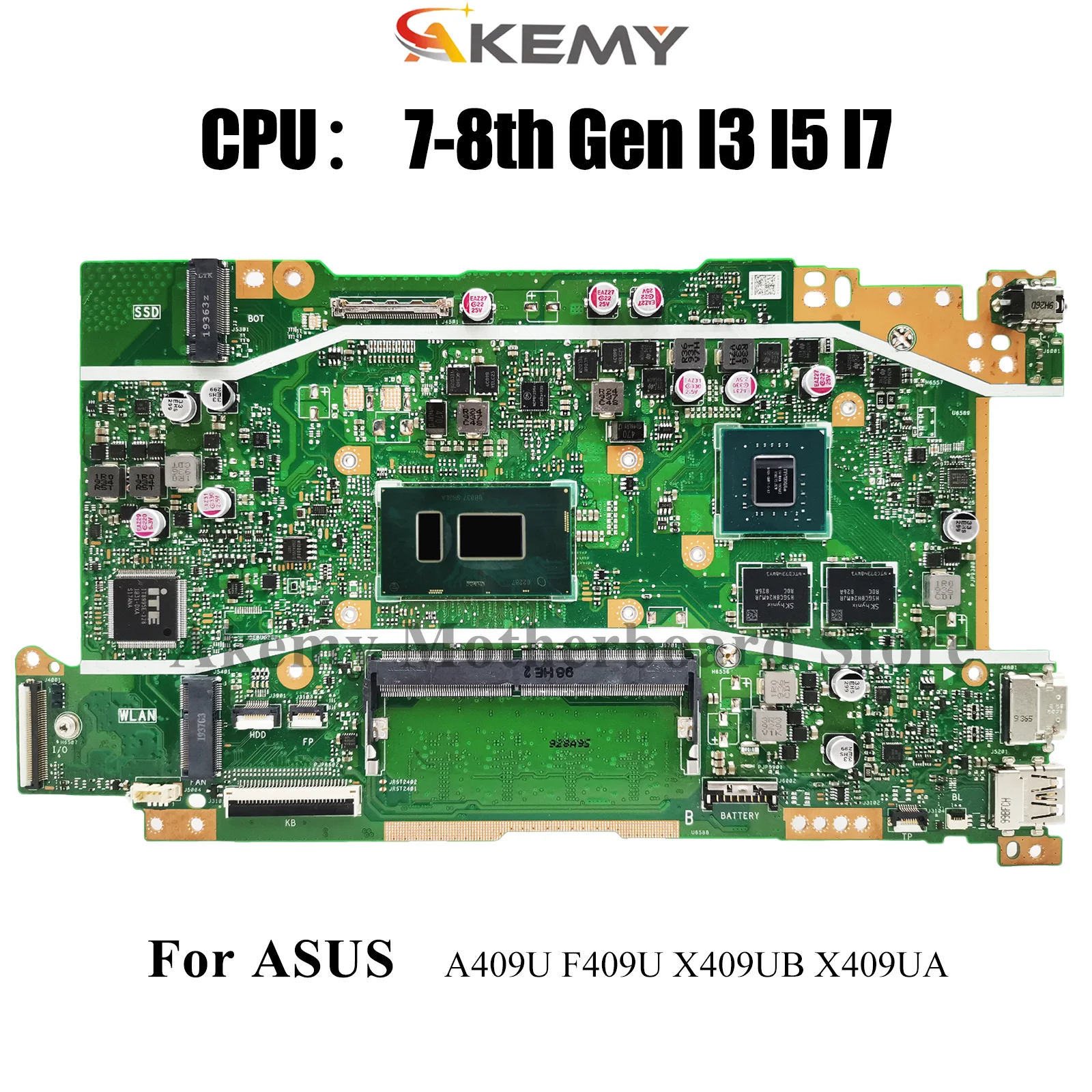 

Материнская плата для ноутбука X409UB ASUS VivoBook A509U A409U X509UB F409U X409U X509UA F509U X509UJ, материнская плата I3 I5 I7, тест процессора ОК