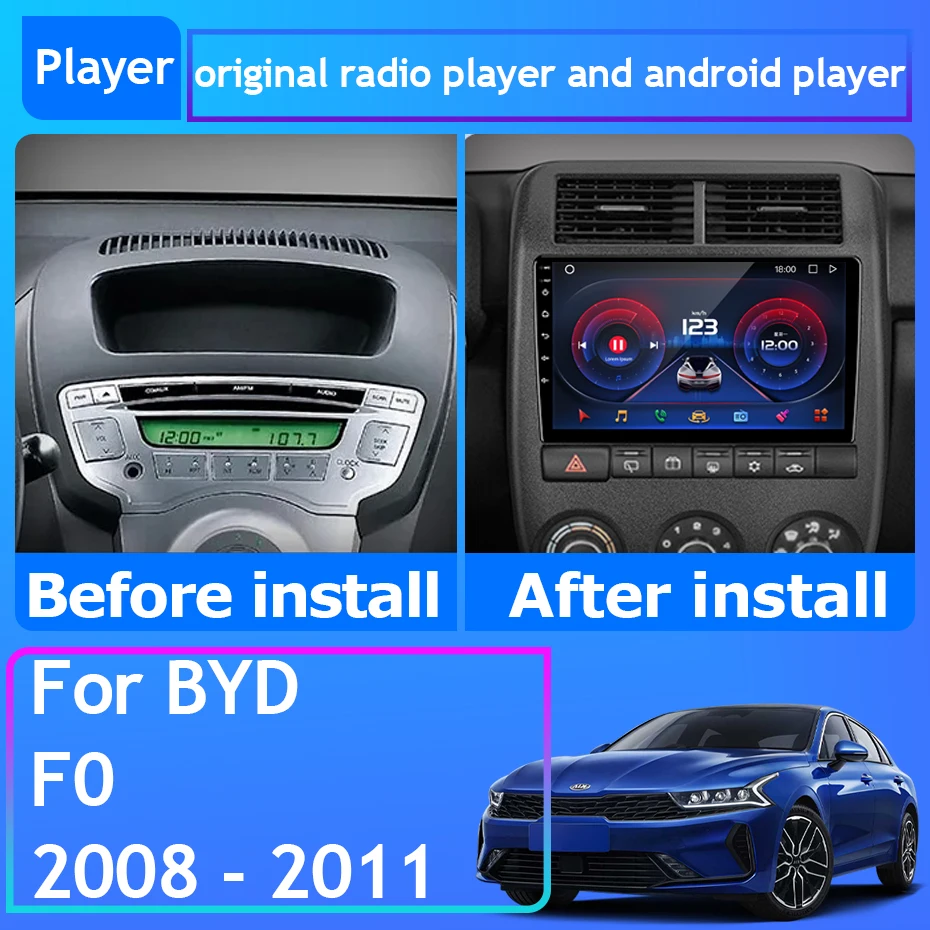 For BYD F0 2008 - 2011 Car Radio Carplay Navigation GPS Stereo Android Auto Screen Bluetooth Multimedia Player 5G Wifi No 2din