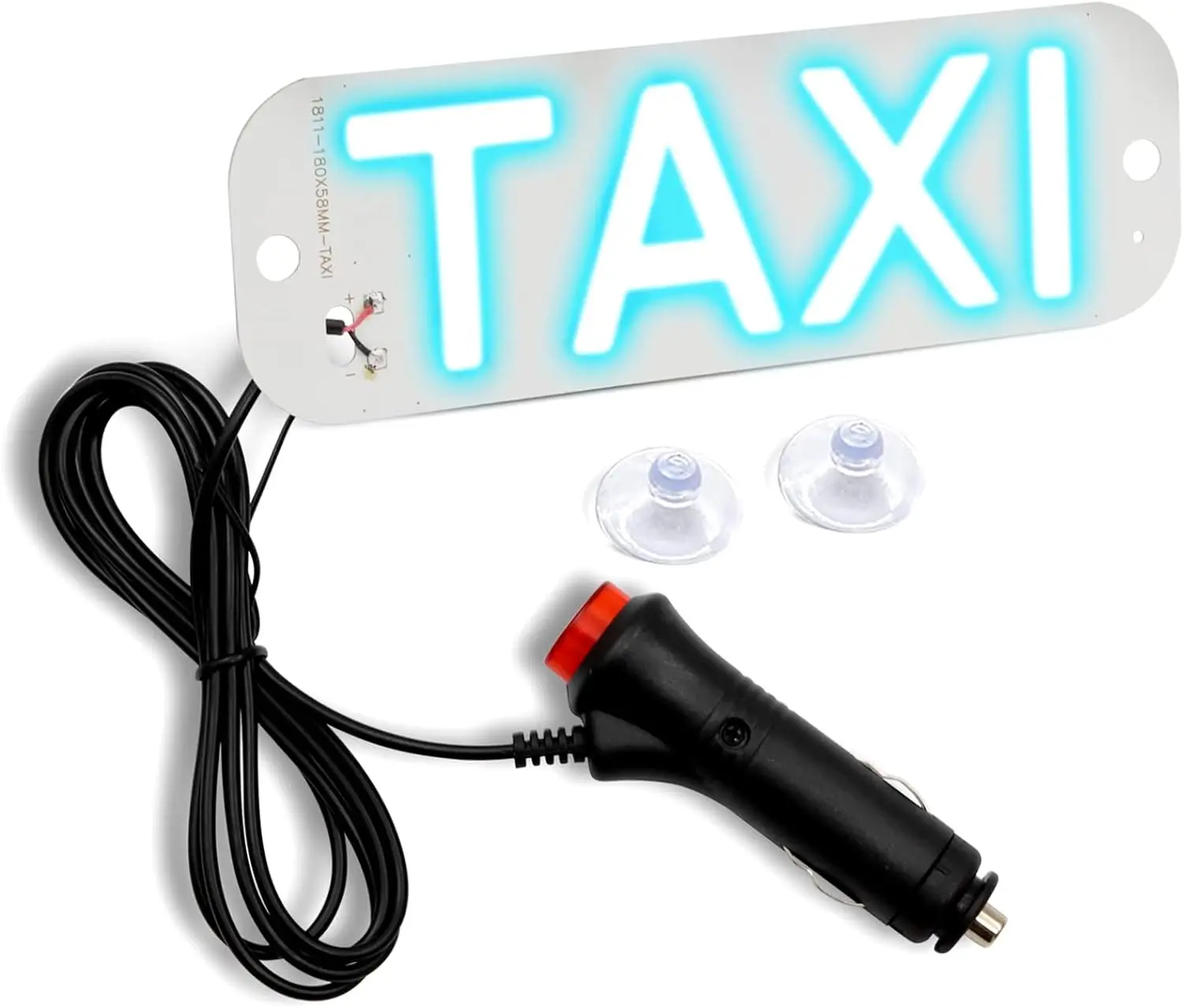 LED Taxi Sign Decor, Taxi Flashing Hook on Car Window with DC12V Car Charger Inverter Taxi Light Lamp Iceblue Large