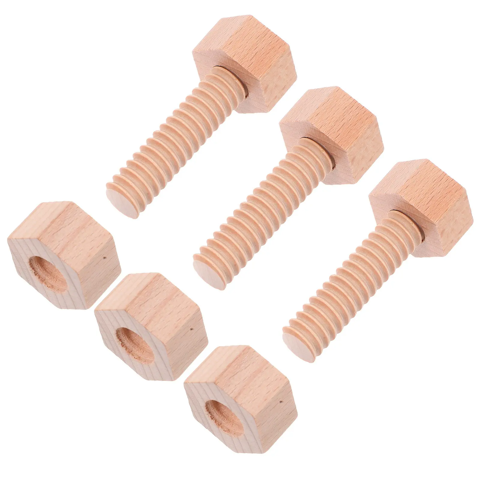 1 Set Wooden Screw Construction For Toddlers Fine Motor Skills Development Safe Educational Hexagonal Blocks