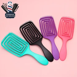 Peine de pelo de masaje para mujer, cepillo de pelo húmedo para salón de belleza, herramientas de peinado de peluquería, cepillo desenredante antiestático, 4 colores