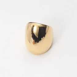 New Fashion Gold Color Glossy Exaggerated Thick Ring for Women Stainless Steel Ring Gold Plated Jewelry